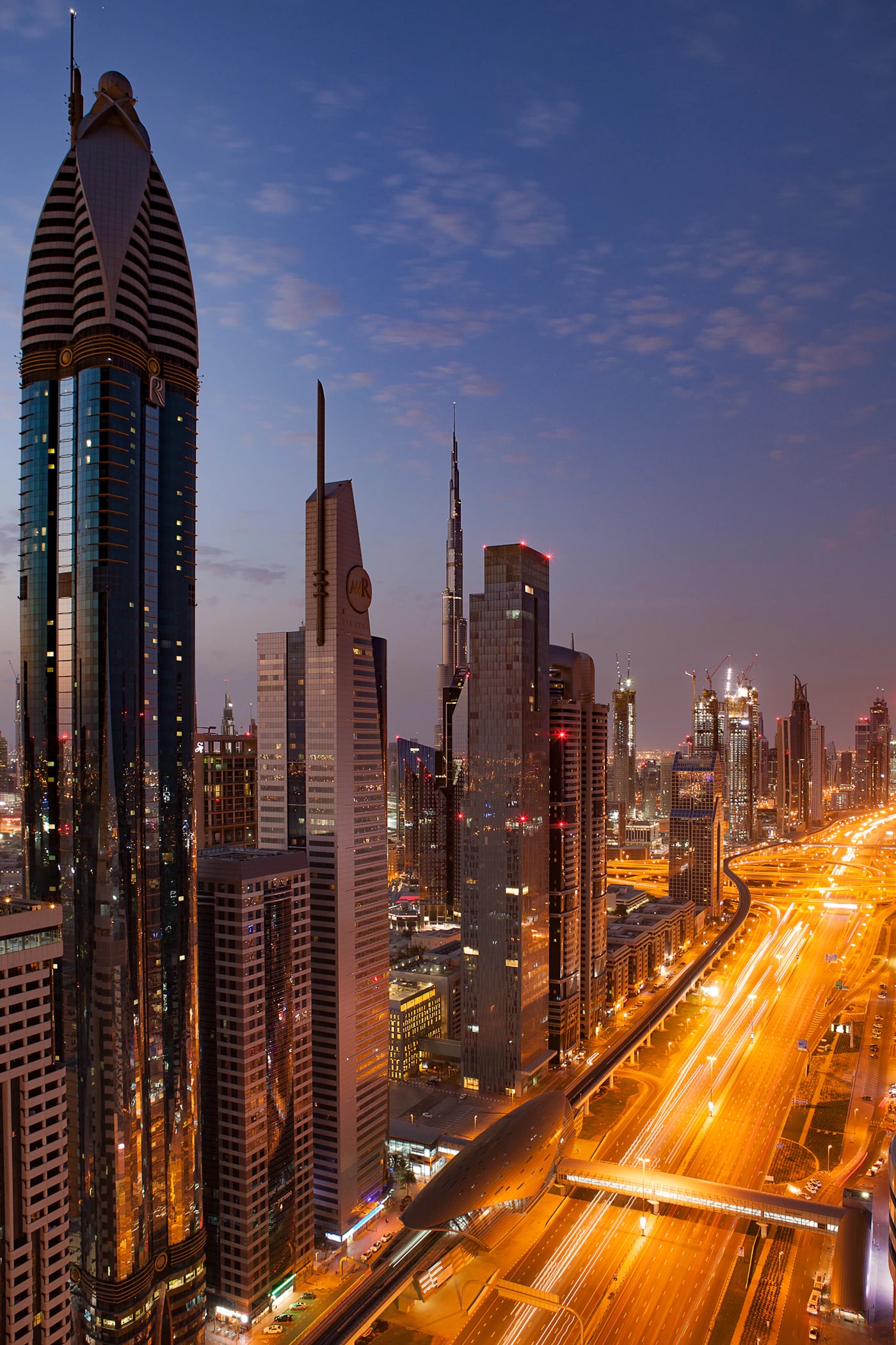 Dubai skyline at golden hour